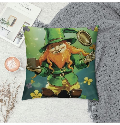 Ulloord St Patricks Day 18x18 Inch Leprechauns Holding Throw pillows Green Home Sofa Decor pillowcase Happy pillows Decoration Cushion Cases