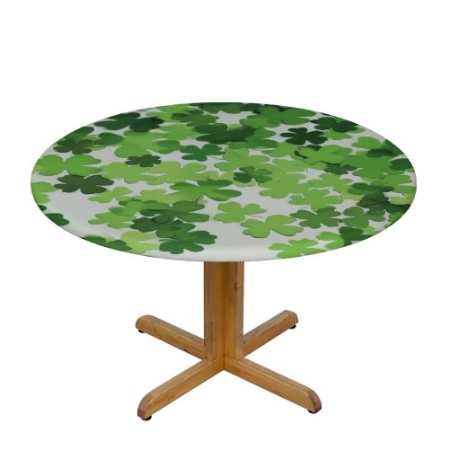 Ulloord St Partricks Day Round Table with Elastic Edged Shamrocks Green Fitted Table s Cover Mat Washable Spill Proof Table Covers for Indoor OutdoorDinning Patio Table