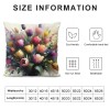 Ulloord Spring pillow Covers, Floral Tulips Striped Bow Farmhouse Decorative Throw pillowcases for Home Sofa Couch Decoration