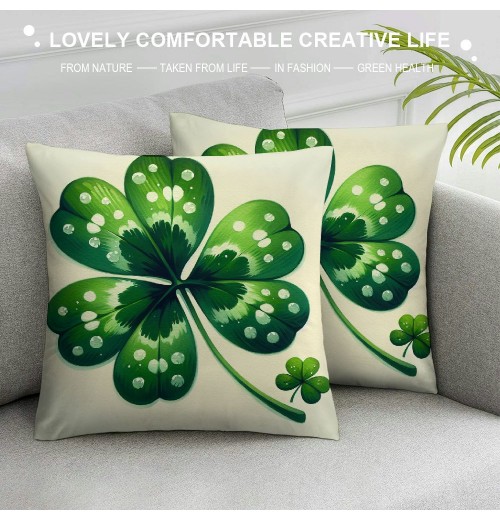 Ulloord St. Patrick's Day pillow Covers, Green Striped Wished Farmhouse Throw pillowcases for Home Sofa Couch Cushion Decoration