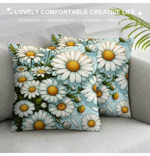 Ulloord Spring pillow Covers, Striped Farmhouse Decorative Throw pillowcases for Home Sofa Couch Decoration