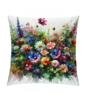 Ulloord Spring pillow Covers Colorful Flowers Butterfly Decorative pillow Cases Decorations Farmhouse Home Decor for Sofa