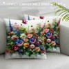 Ulloord Spring pillow Covers Colorful Flowers Butterfly Decorative pillow Cases Decorations Farmhouse Home Decor for Sofa