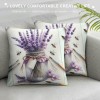 Ulloord Farmhouse Decor pillow Covers Eucalyptus Leaves Lavender Jar Grey Purple Decorative Throw pillow Covers pillowcase Spring Decorations for Sofa