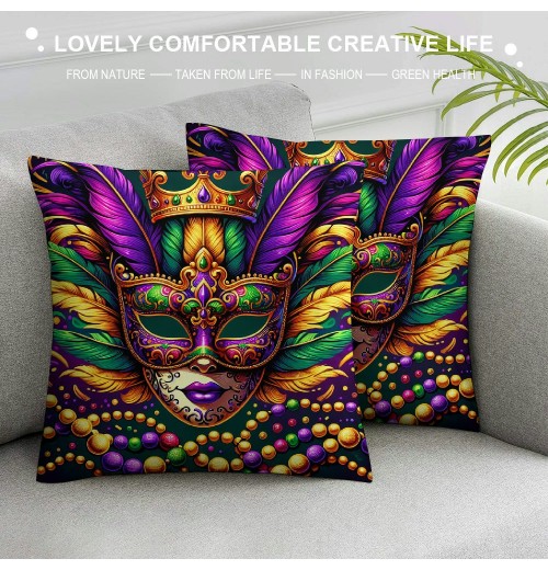 Ulloord Mardi Gras pillow Covers for Home Decorations Decor Happy Mardi Gras Throw pillows Decorative Cushion Cases Mardi Gras Decorations