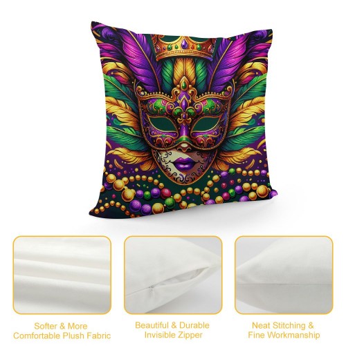 Ulloord Mardi Gras pillow Covers for Home Decorations Decor Happy Mardi Gras Throw pillows Decorative Cushion Cases Mardi Gras Decorations