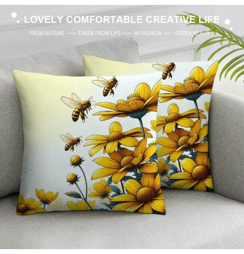 Ulloord pillow Covers Yellow Floral Spring pillows Decorative Throw pillows Cushion Case Floral Decorations Farmhouse Decor for Couch Sofa