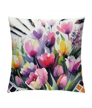 Ulloord Spring pillow Covers, Floral Striped Farmhouse Decorative Throw pillowcases for Home Sofa Couch Decoration