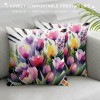 Ulloord Spring pillow Covers, Floral Striped Farmhouse Decorative Throw pillowcases for Home Sofa Couch Decoration