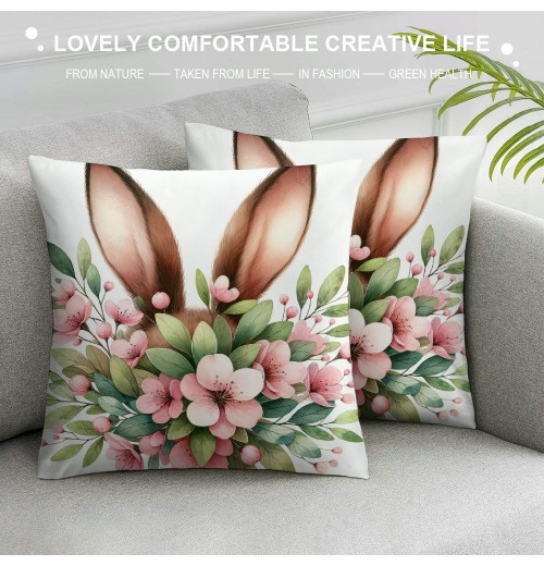 Ulloord Easter pillow Covers Easter Decorations for Home Floral pillows Bunny Easter Buffalo Plaid Eggs Decorative Throw pillows Spring Easter Farmhouse Decor