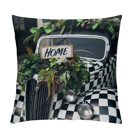 Ulloord Farmhouse pillow Covers Buffalo Plaid Truck Eucalyptus Leaves Home Sweet Home Decorative Throw pillow Covers Spring Farmhouse Decor pillow Case for Sofa Couch