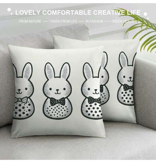 Ulloord pillow Covers, Rabbits Bunny Love All Striped Farmhouse Decorative Throw pillowcases for Home Sofa Couch Decoration