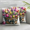 Ulloord Spring pillow Covers, Floral Striped Farmhouse Decorative Throw pillowcases for Home Sofa Couch Decoration