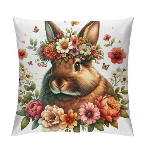 Ulloord pillow Covers Easter Eggs Floral Rabbit pillows Decorative Throw pillows Cushion Case Farmhouse Decor for Couch Sofa