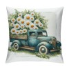 Ulloord pillow Covers Buffalo Plaid Daisy Truck Spring pillows Decorative Throw pillows Light Blue pillowcase Spring Decorations Farmhouse Decor for Sofa