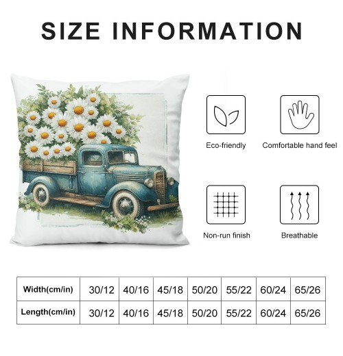 Ulloord pillow Covers Buffalo Plaid Daisy Truck Spring pillows Decorative Throw pillows Light Blue pillowcase Spring Decorations Farmhouse Decor for Sofa