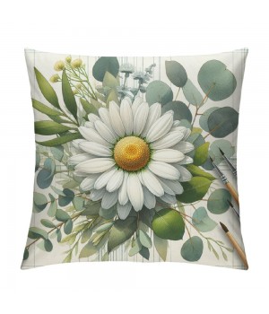 Ulloord pillow Covers Beige Bufflo Plaid Daisy Eucalyptus Leaves Decorative White Grey Throw pillow Covers Bloom with Grace pillowcase Spring Summer Decorations Farmhouse Decor