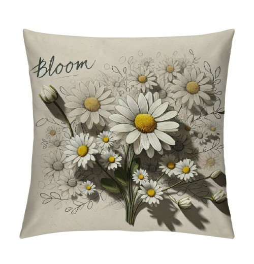 Ulloord pillow Covers Daisy Flower Market Bicycle Floral Spring pillows Decorative Throw pillows Cushion Case Farmhouse Decor for Couch Sofa