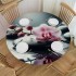 Ulloord  Round Table Fitted Table Cover with Elastic Edged Japanese Zen Bamboo Flower Orchid Waterproof Table  for Party Kitchen Dining Indoor Outdoor Table