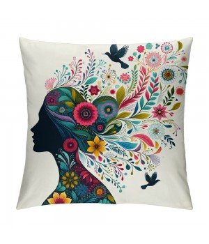 Ulloord  Throw pillow Covers Flower Butterfly Girl Square Decorative pillowcase Throw pillow Cushion Cover