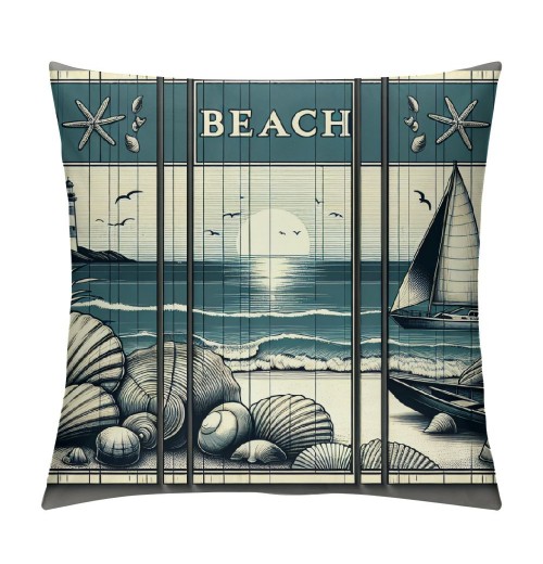 Ulloord Throw pillows Covers Vintage Beach Throw pillowcase Sea Animal Cushion Covers Square Country Decorative Home Couch