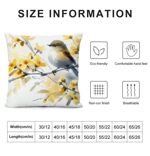 Ulloord Throw pillow Covers Home Decorative Cushion Cover Oil Painting Retro Animal Bird with Yellow Flowers pillow Cases Square Indoor Outdoor Decor Sofa Super Soft