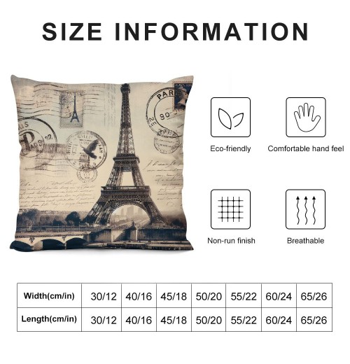 Ulloord Vintage Paris Throw pillow Covers&nbsp;French Eiffel Tower Pattern with Wood Grain Background Decorative pillow Case Cushion Cover for Home Couch pillowcase (Wood-Tower)