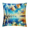 Ulloord Decorative Throw pillow Cover on Ocean Outdoor Decor Cushion Cover Square Oil Painting Sea Coastal Throws pillow Case for Sofa Couch