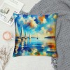 Ulloord Decorative Throw pillow Cover on Ocean Outdoor Decor Cushion Cover Square Oil Painting Sea Coastal Throws pillow Case for Sofa Couch