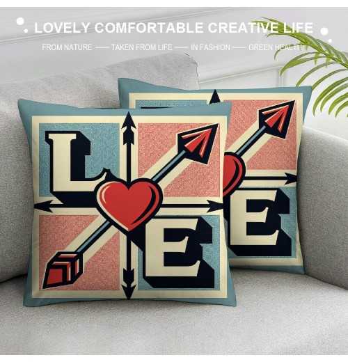 Ulloord &nbsp;Valentine's Day Love Throw pillow Covers Red Heart Decorative pillow Cover Wedding pillow Case Cushion Cover for Sofa Couch Bedroom Decoration