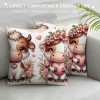 Ulloord Throw pillow Covers Two Lovely Cow Farmhouse pillows Cover Flower with Heart Valentine Decor Cushion Cover Super Soft pillow Case Valentine Gift for Sofa Couch