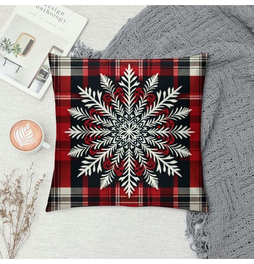 Ulloord Red Christmas pillow Covers Buffalo Plaid pillow Covers Christmas Tree &nbsp;pillow Case for Sofa Couch Xmas Decoration Throw pillow Cover