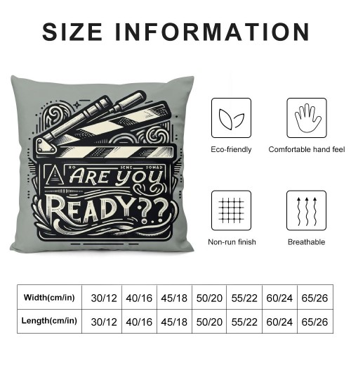 Ulloord Movie Clap-Stick Throw pillow Covers are You Ready Quote Throw pillow Case Cinema Decor&nbsp;pillow Cover Outdoor Decoration for Home Sofa Bed