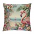 Vintage Christmas Style Farmhouse pillow Cover&nbsp;Flamingos Wear Santa Hats Decoraive Home Cushion CoverFlowers Outdoor Decor for Sofa Couch pillowcase ( Flamingo)