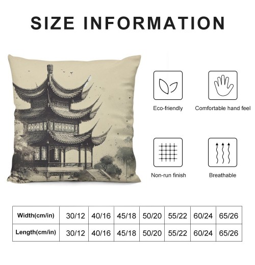 Ulloord Chinese Painting Throw pillow Covers Lake Willow Pine Pavilion Plum Blossom pillow Case Cushion Cover&nbsp;Traditional&nbsp;Chinese Culture Home Decorative pillowcases 