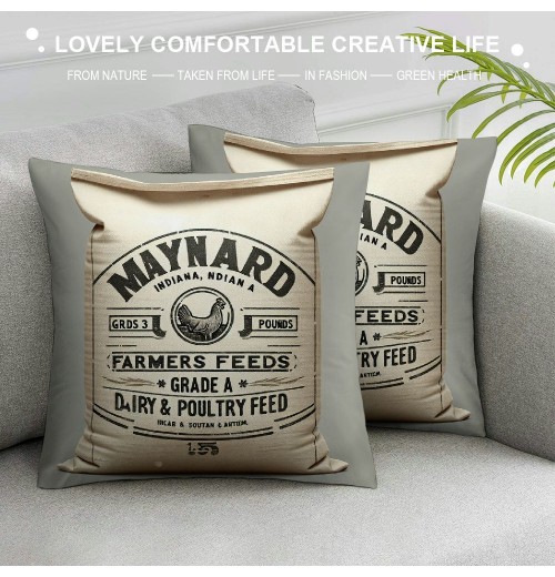 Ulloord Cow Pig Farmhouse pillow Covers Poultry Feed Sack Farm pillow Case Rustic Animals pillow Cover Modern Decor pillowcase for Sofa Couch(Feeds)