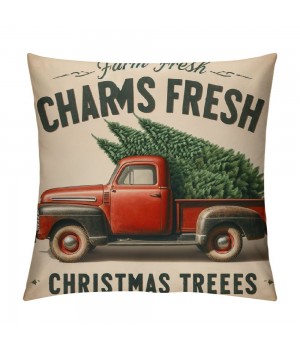 Ulloord Xmas Throw pillow Covers Farm Fresh Christmas Trees Decorative Farmhouse Outdoor Merry Christmas pillow Cases Super Soft for Couch Sofa