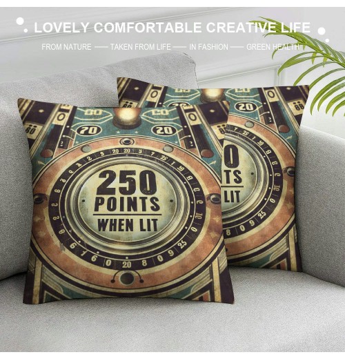 Ulloord Throw pillow Covers Vintage Pinball Game Pattern pillows Decorative pillow Cover Word pillow Case Rustic Cushion Cover for Sofa