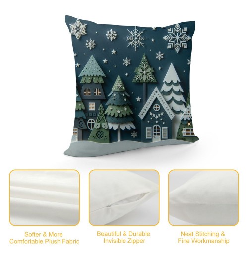  pillow Covers Blue Winter Holiday Farmhouse Decoration pillow Cases Cushion Cover for Home Sofa Couch