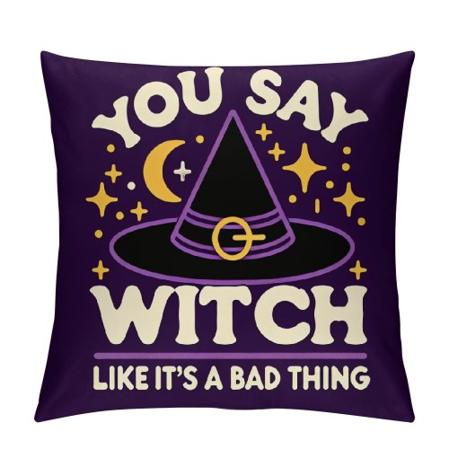 Ulloord  Halloween Magic Witch Hat Throw pillow Cover Happy Halloween pillow Case Square Decorative Cushion Cover for Home Sofa Couch pillowcase&nbsp;(Witch)