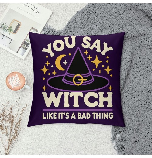 Ulloord  Halloween Magic Witch Hat Throw pillow Cover Happy Halloween pillow Case Square Decorative Cushion Cover for Home Sofa Couch pillowcase&nbsp;(Witch)