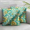 Ulloord Yellow Blue Geometric Flower pillow Covers Dahlia&nbsp;Floral Leaf Home Sweet Home Decor pillow Cases Standard Size Summer Modern Throw pillow Cushion Cover for Couch