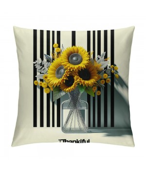 Ulloord Vintage Fall Farmhouse pillow Cover Color Pumpkin Sunflowers with Decorative Throw pillow Cover Outdoor Autumn Rustic pillow Case