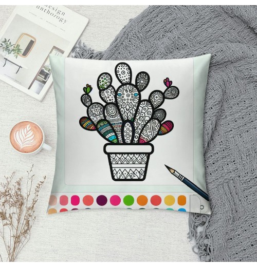 Ulloord  Tropical Plant Throw pillow Covers Watercolor Cactus Print Farmhouse Home Decor pillow Cover Super Soft Square White Background&nbsp;pillowcase Cushion Cover