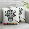 Ulloord  Tropical Plant Throw pillow Covers Watercolor Cactus Print Farmhouse Home Decor pillow Cover Super Soft Square White Background&nbsp;pillowcase Cushion Cover