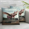 Ulloord Vintage Farmhouse Pig pillow Covers Poultry Pig Throw pillow Case Cushion Cover Fresh Farm Lettering Rustic Farm pillow Cover for Sofa 