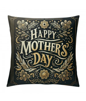 Ulloord Happy Mother's Day pillow Covers Flower Print&nbsp;Decorative pillow Covers Black Cushion Cover for Mother' Day Party Home Decor pillowcase