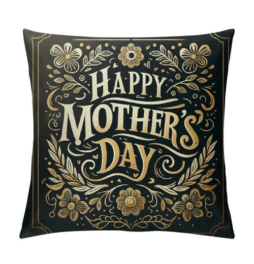 Ulloord Happy Mother's Day pillow Covers Flower Print&nbsp;Decorative pillow Covers Black Cushion Cover for Mother' Day Party Home Decor pillowcase