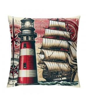  Nautical Compass Pattern Decorative pillow Covers Sea Vessel Throw pillow Covers Square Cushion Case Cover Home Decor for Sofa