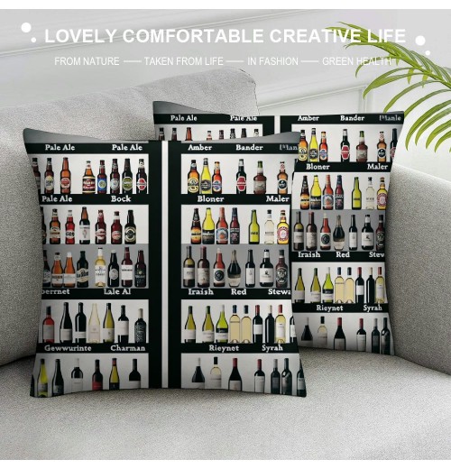  Yellow pillow Covers Winebottle Pattern Throw pillow Case Cushions Covers Home Sofa Bed Decor pillowcase